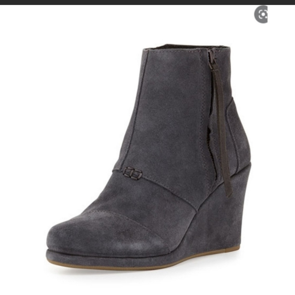 Tom’s Grey Suede Wedge Booties